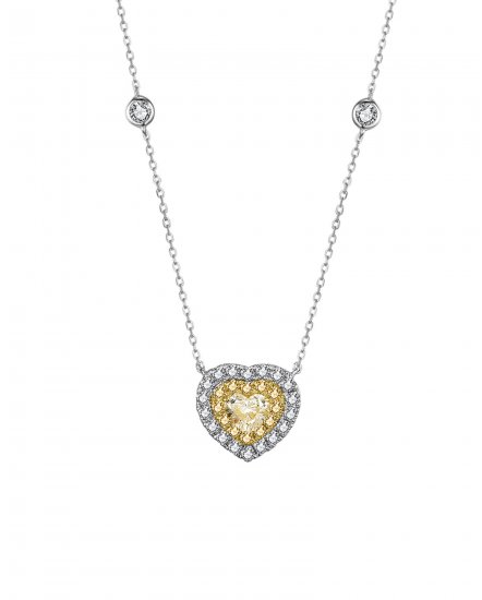 MULTI TONE HEART SHAPE DIAMOND NECKLACE (TN599)